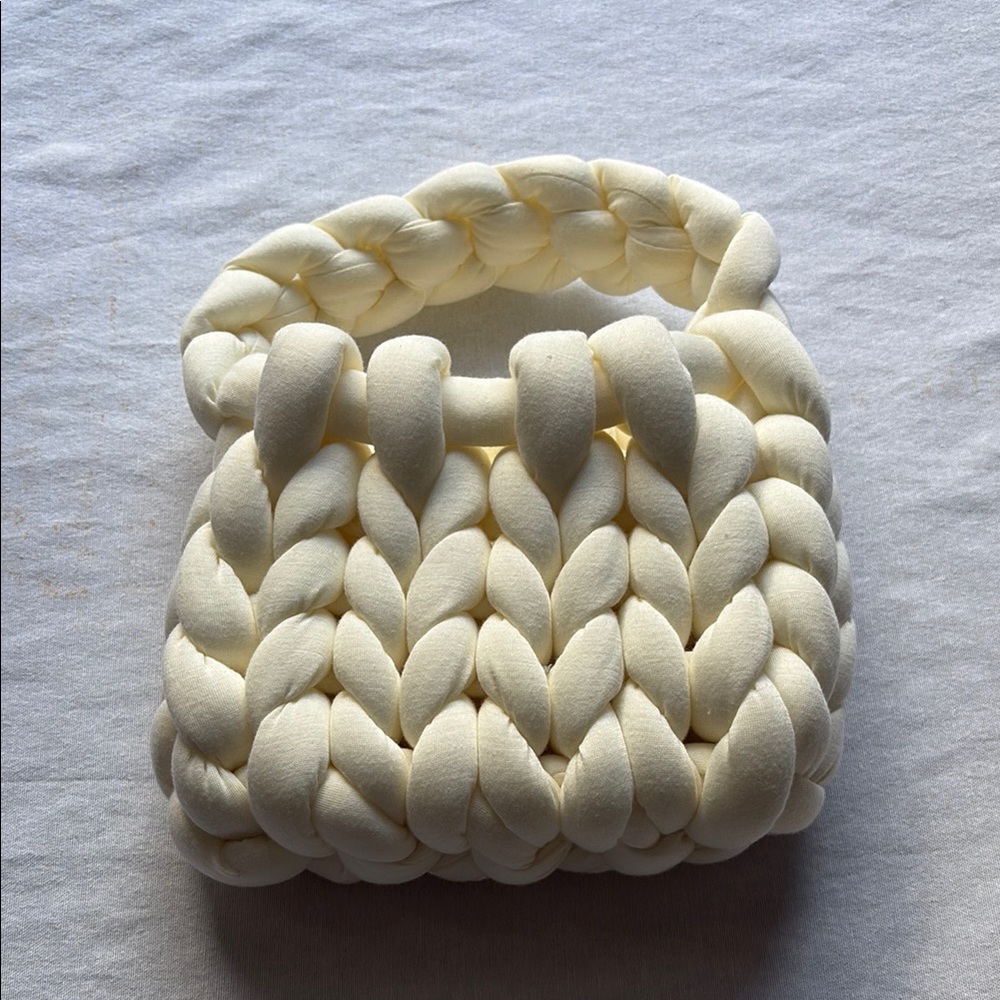 Chunky Knit Handbag - Cream